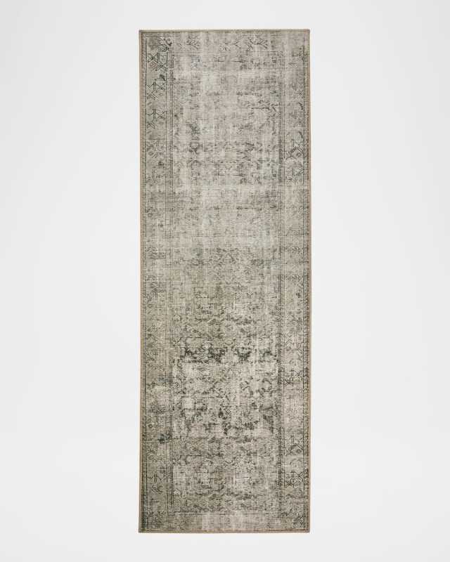 Nala Olive Power-Loomed Runner, 3' x 12'